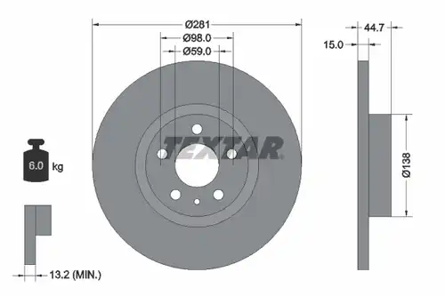 спирачен диск TEXTAR 92096400