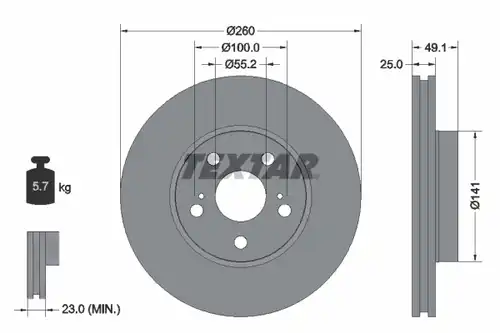 спирачен диск TEXTAR 92096900