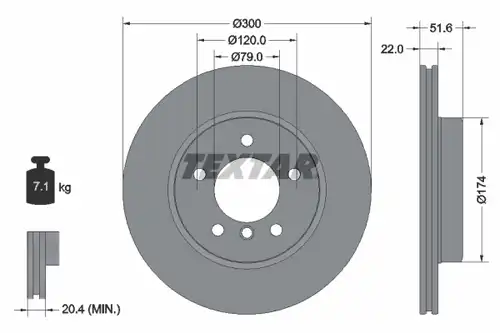 спирачен диск TEXTAR 92097200