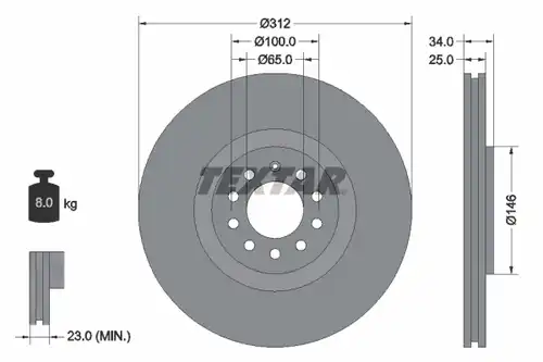 спирачен диск TEXTAR 92098500