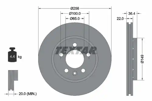 спирачен диск TEXTAR 92098600