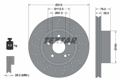 спирачен диск TEXTAR 92099300