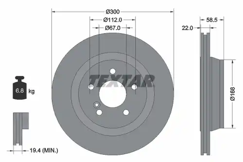 спирачен диск TEXTAR 92099500