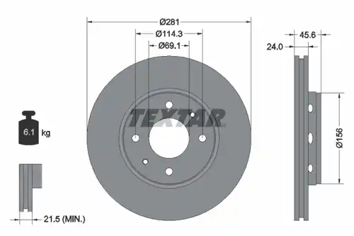 спирачен диск TEXTAR 92100400