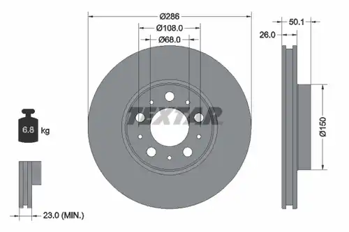 спирачен диск TEXTAR 92100503