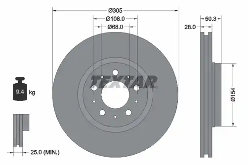 спирачен диск TEXTAR 92100603