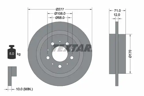 спирачен диск TEXTAR 92100800