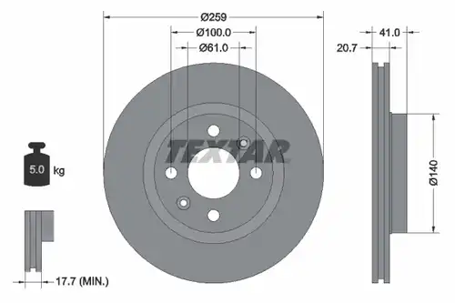 спирачен диск TEXTAR 92100900