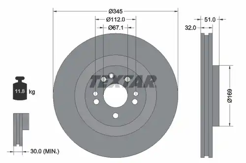 спирачен диск TEXTAR 92103200