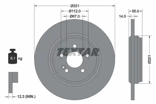 спирачен диск TEXTAR 92103303