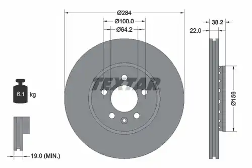 спирачен диск TEXTAR 92103400