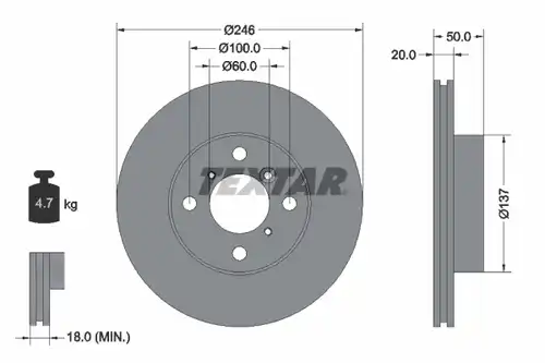 спирачен диск TEXTAR 92104500