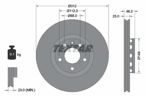 спирачен диск TEXTAR 92106103