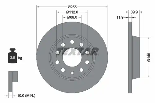 спирачен диск TEXTAR 92106300