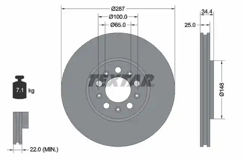 спирачен диск TEXTAR 92106600