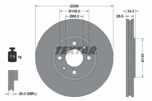 спирачен диск TEXTAR 92107800