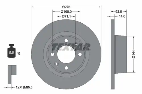 спирачен диск TEXTAR 92107900