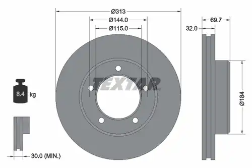 спирачен диск TEXTAR 92108100