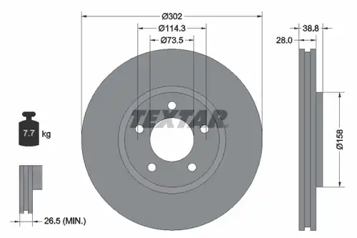 спирачен диск TEXTAR 92108200