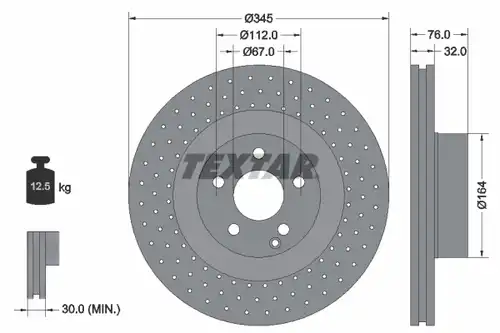 спирачен диск TEXTAR 92108800