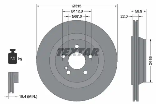 спирачен диск TEXTAR 92109000