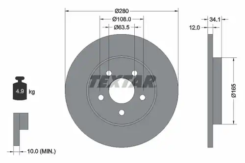 спирачен диск TEXTAR 92109700