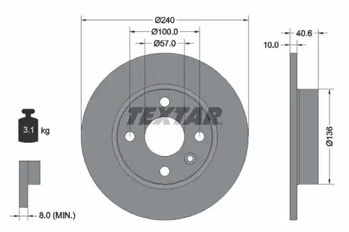 спирачен диск TEXTAR 92111000