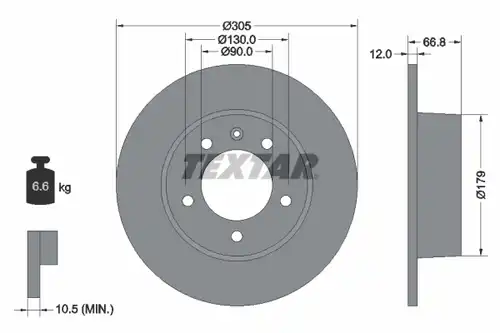 спирачен диск TEXTAR 92111203