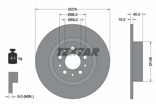 спирачен диск TEXTAR 92114700