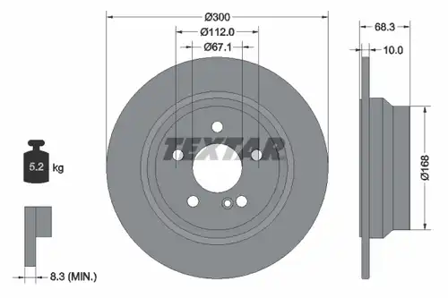 спирачен диск TEXTAR 92115400