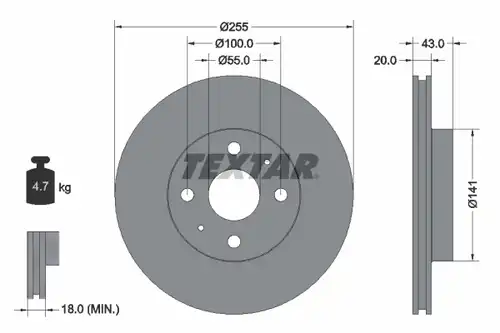 спирачен диск TEXTAR 92115600