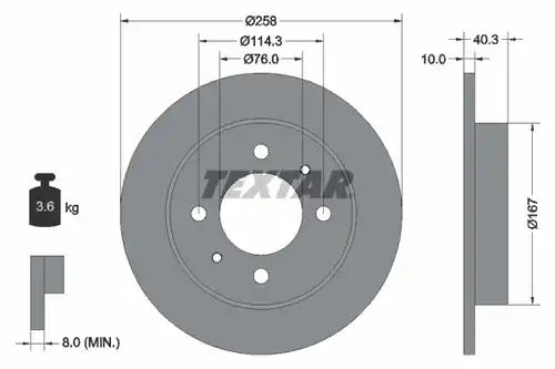 спирачен диск TEXTAR 92117100