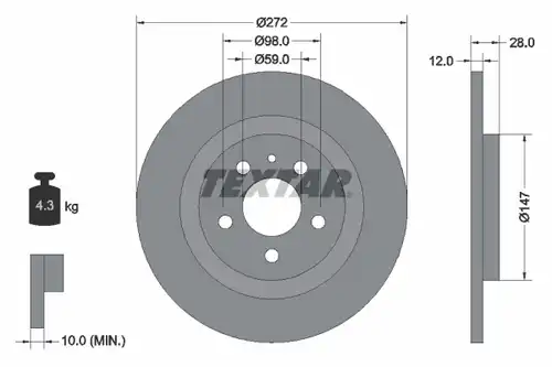 спирачен диск TEXTAR 92118200