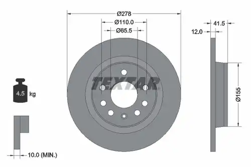 спирачен диск TEXTAR 92118503