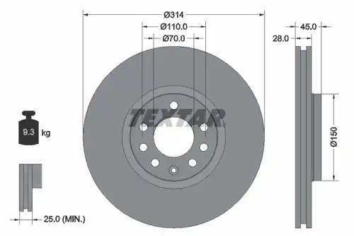 спирачен диск TEXTAR 92118803