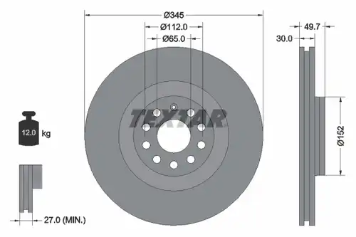 спирачен диск TEXTAR 92120600