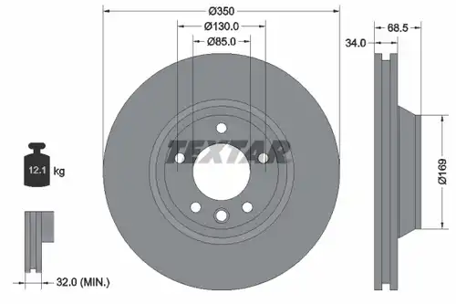 спирачен диск TEXTAR 92121700