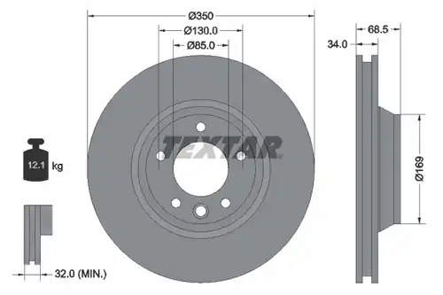 спирачен диск TEXTAR 92121805