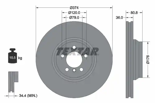 спирачен диск TEXTAR 92123000