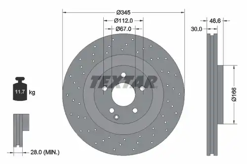 спирачен диск TEXTAR 92123703