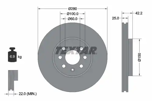 спирачен диск TEXTAR 92124603