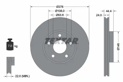 спирачен диск TEXTAR 92124800