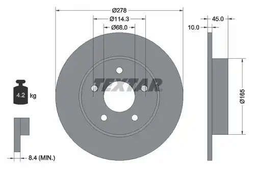 спирачен диск TEXTAR 92125703