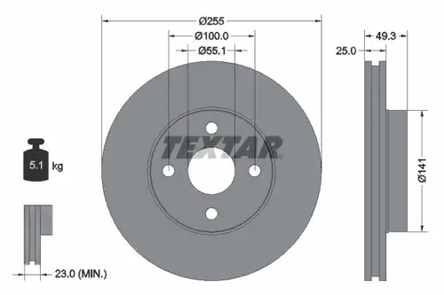 спирачен диск TEXTAR 92125800