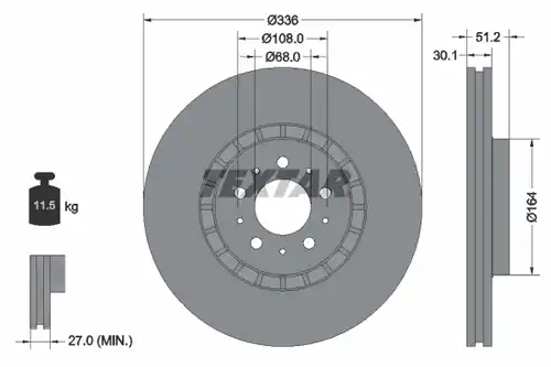 спирачен диск TEXTAR 92126700