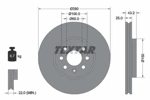 спирачен диск TEXTAR 92129303