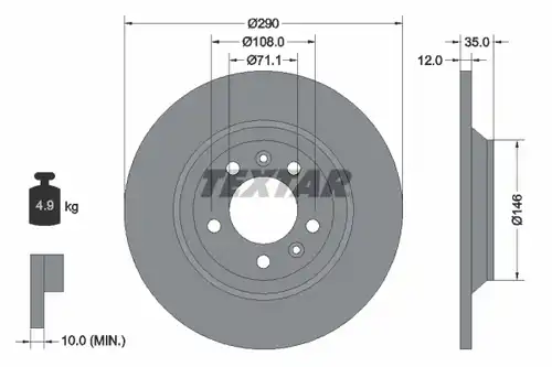 спирачен диск TEXTAR 92129603