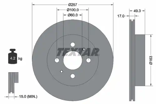 спирачен диск TEXTAR 92131200