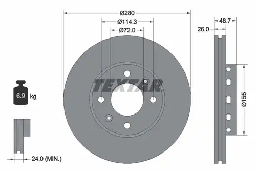 спирачен диск TEXTAR 92131700