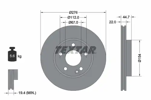 спирачен диск TEXTAR 92131903